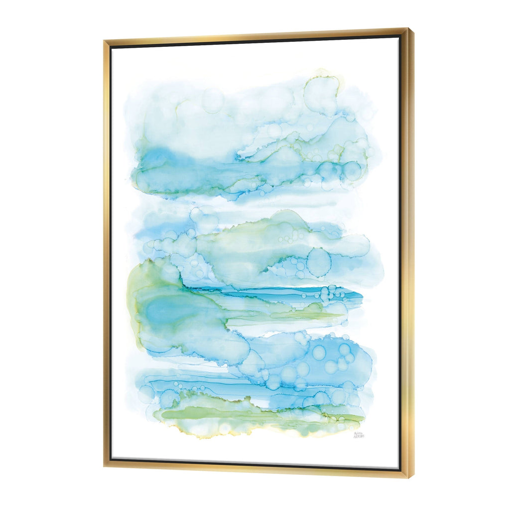 Abstract Blue and Green Framed Canvas 16 in. Wide x 32 in. High W21924