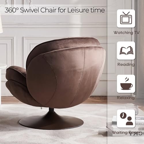 Olive Green Velvet Swivel Accent Chair with Ottoman E26612