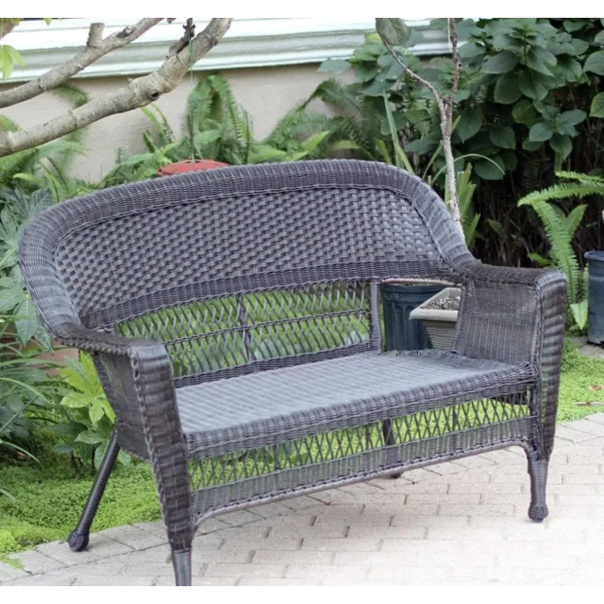 White Wicker Patio Love Seat Q793