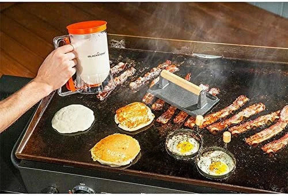 4 Piece Griddle Breakfast Kit with Batter Dispenser, Bacon Press, Egg Rings Z950100