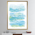 Abstract Blue and Green Framed Canvas 16 in. Wide x 32 in. High W21924
