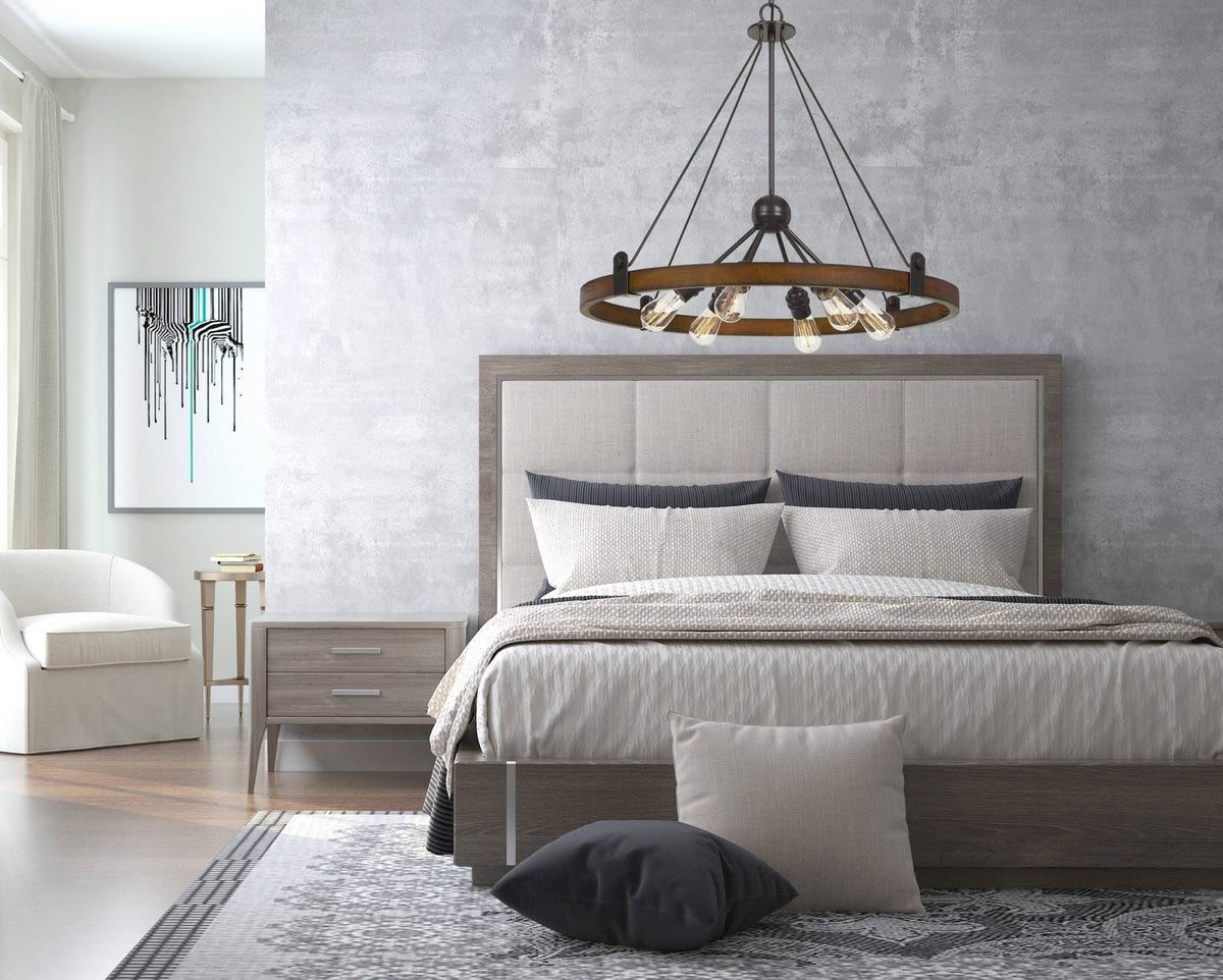 6 Light Ring Chandelier Oak / Iron R220