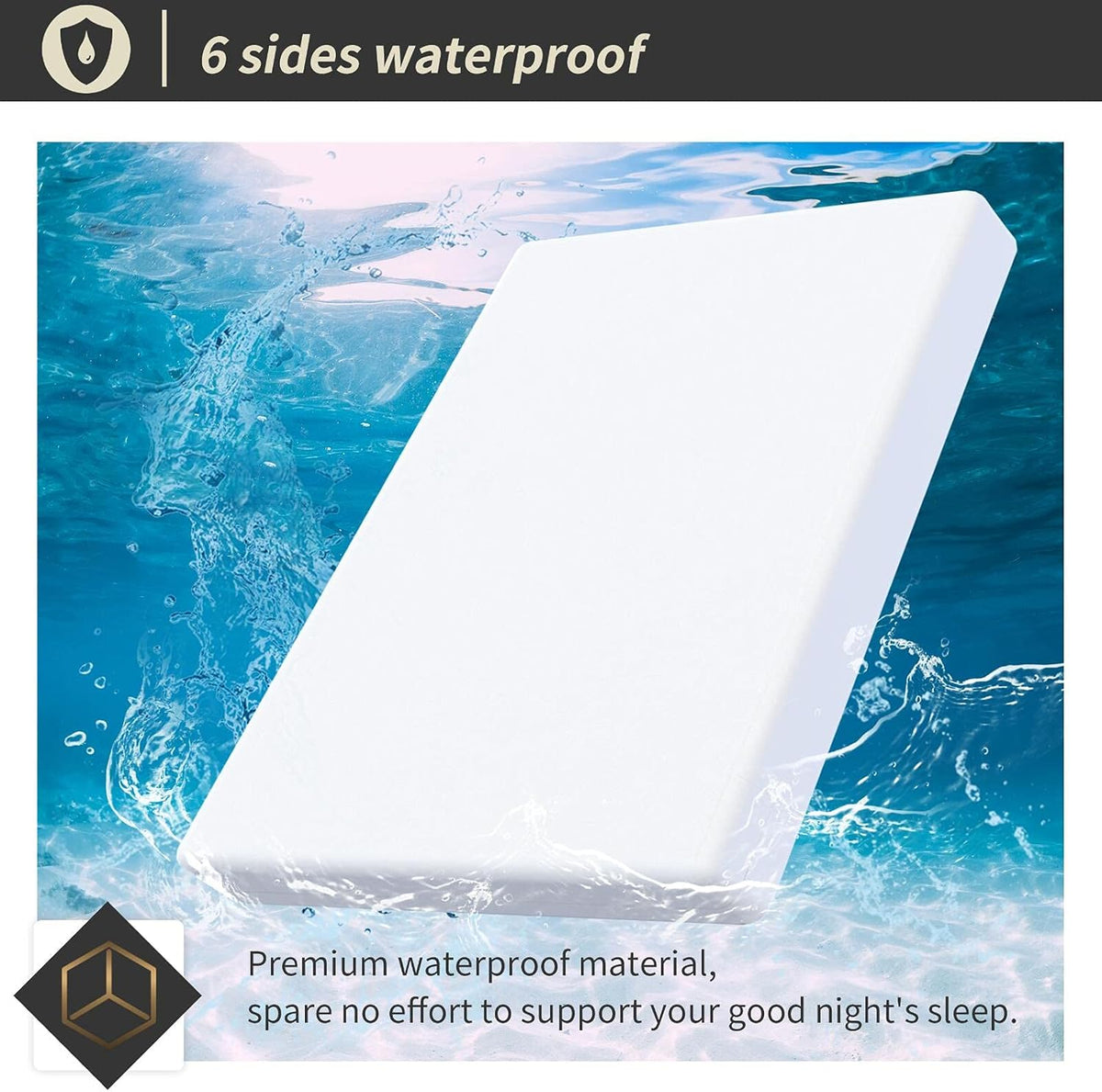 Queen 6 Sides Waterproof Cotton Terry Mattress Encasement with Zipper I15478