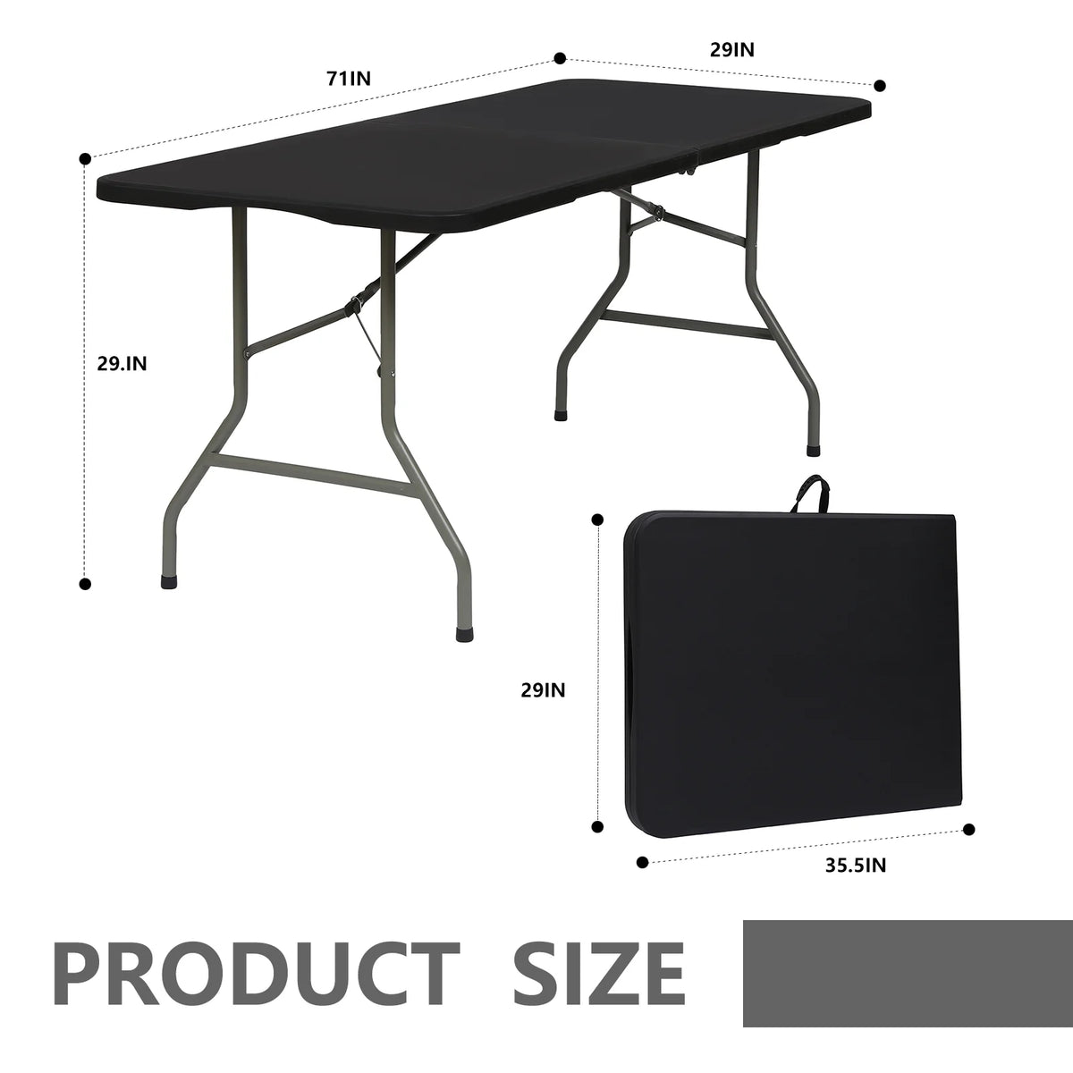 6ft Black Folding Plastic Table N27217