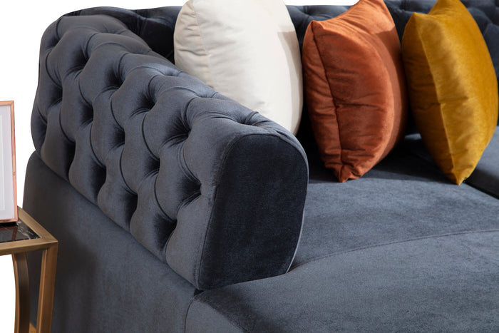 Charcoal Velvet U Shaped Double Chaise Sectional M21785