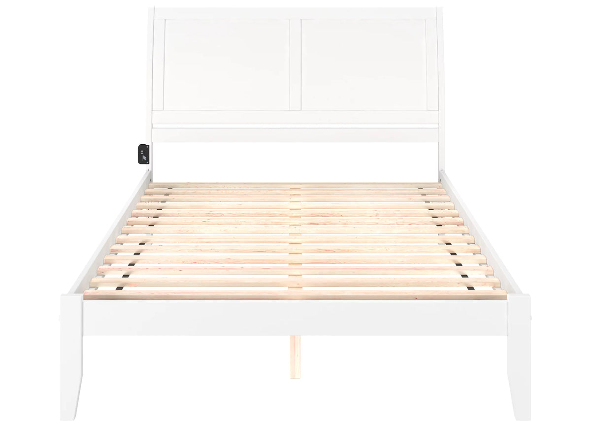 Queen Wood Platform Bed Frame with Sleigh Headboard, White E748244