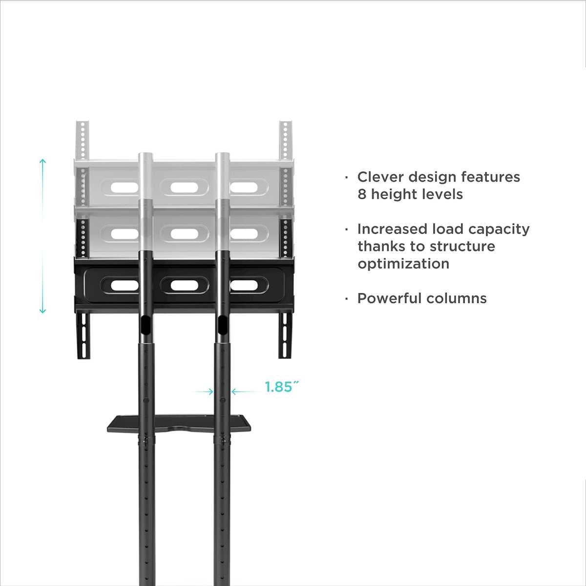 Mobile TV Stand for 40 to 65 Inch TV with Wheels Shelves N944966