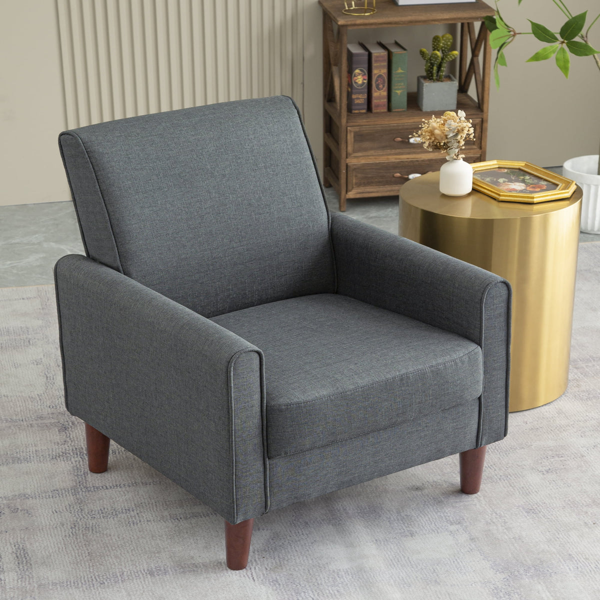 Single Sofa Chair with Four Wooden Legs G16885