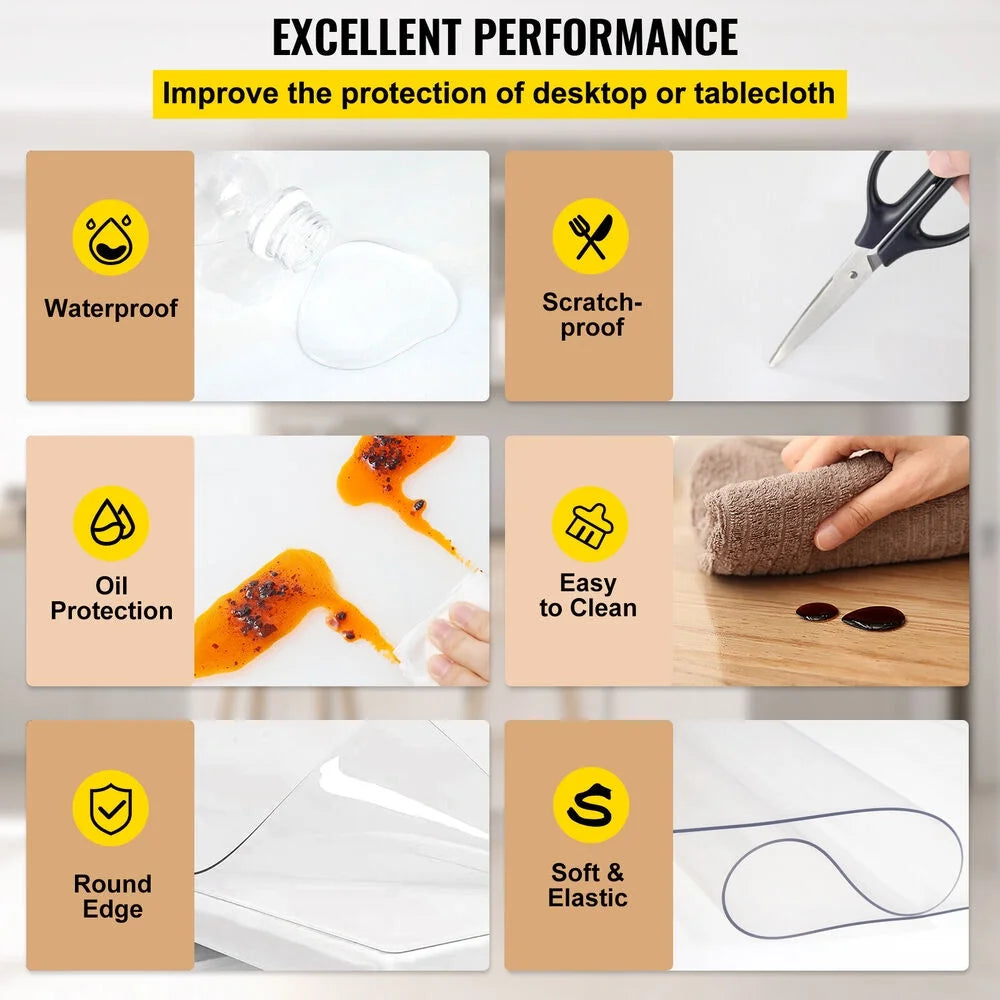 36x60" PVC Waterproof Transparent Tablecloth F822