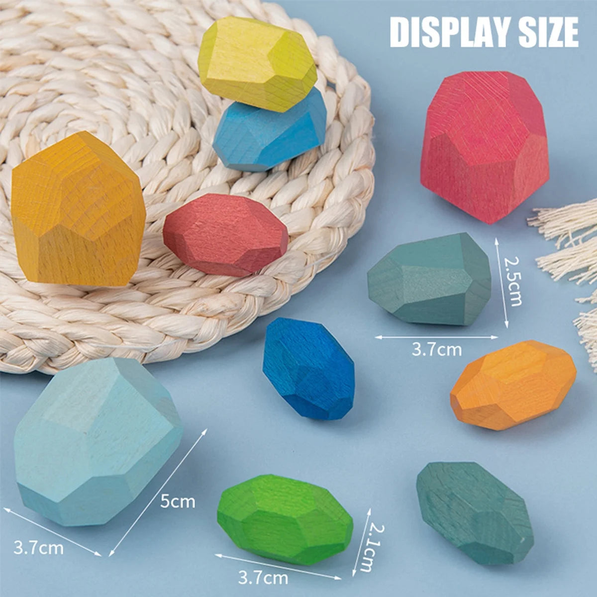 36Pcs Colorful Wooden Stacking Balancing Stone Building Blocks T6635
