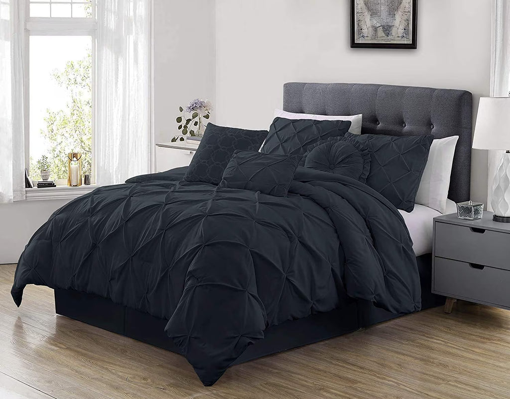 7-Piece Pintuck Comforter Set, Queen, Shadow Gray S27397