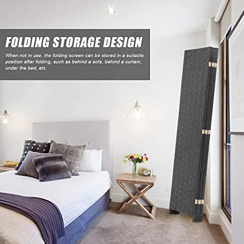 4 Panel 6 Feet Foldable Wood Mesh Room Divider Screen Q398