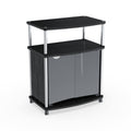 Black Glass Wood TV Stand K17874