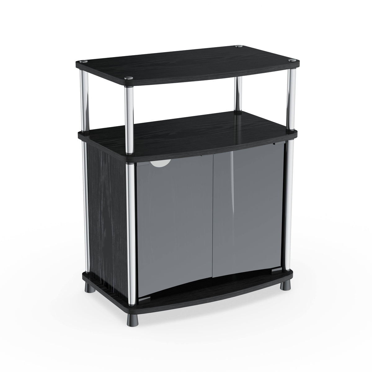 Black Glass Wood TV Stand K17874