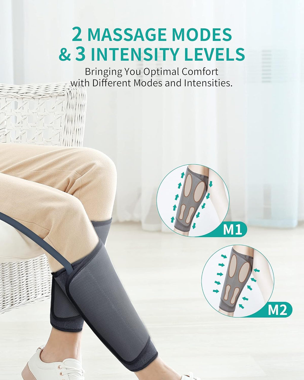 Air Compression Leg Massager with Handheld Controller, 2 Modes 3 Intensity Levels C7145