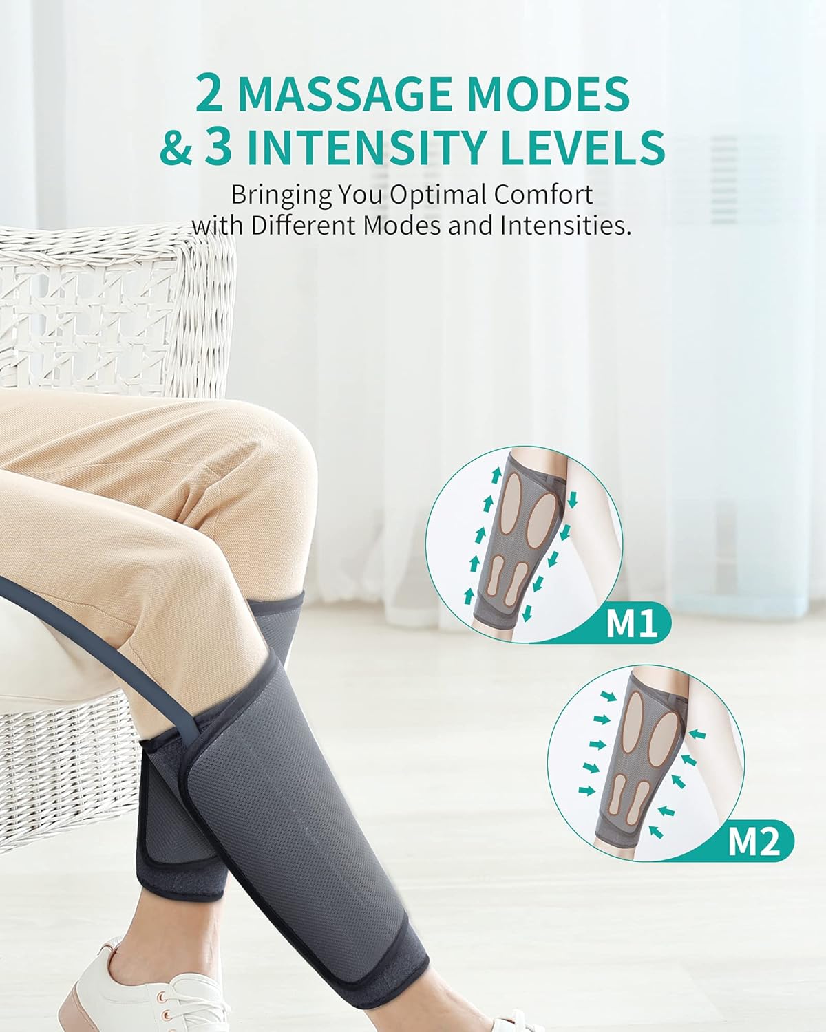 Air Compression Leg Massager with Handheld Controller, 2 Modes 3 Intensity Levels C7145