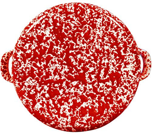 Red 8-Quart Enamel Steel Stockpot with Glass Lid O667