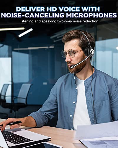 Corded Telephone Headset with Noise Canceling Mic and Quick Disconnect I6706