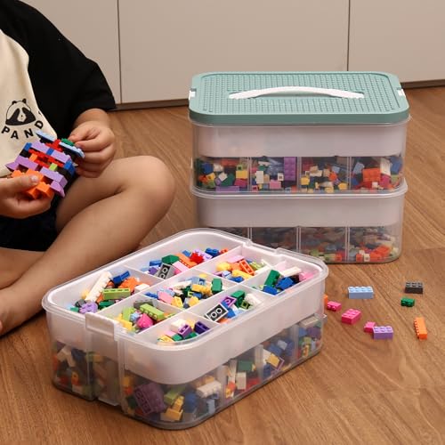 Blue Toy Storage Organizer with Compartments and Lids R313309