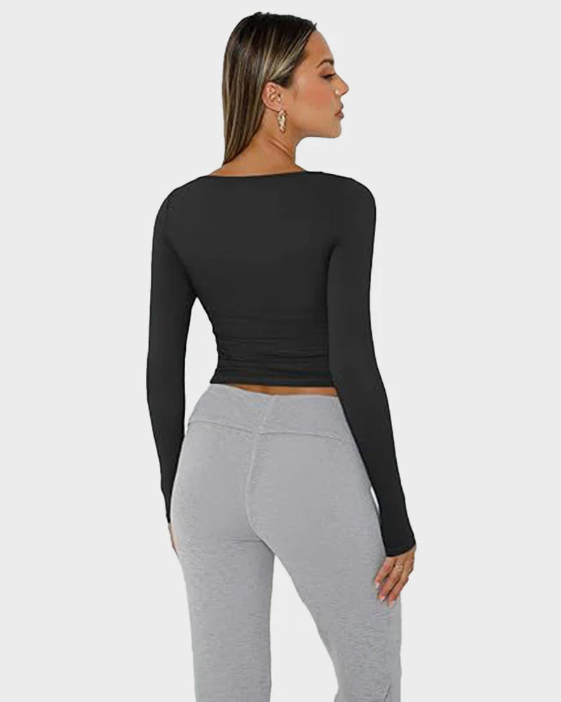 Slim-Fit Square-Neck Crop Top V53605