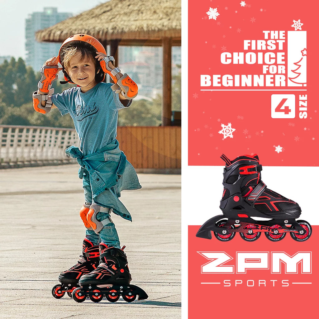 Red Black Adjustable Inline Skates E25123