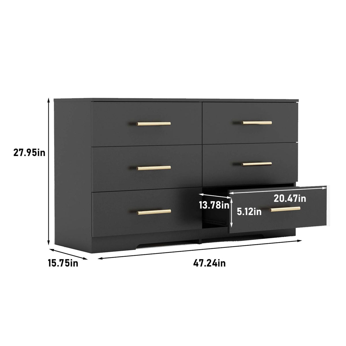 Black 6 Drawer Dresser I57985
