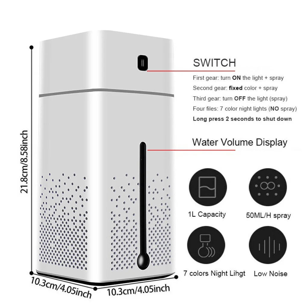White 1000ml USB Aroma Diffuser Humidifier S226784