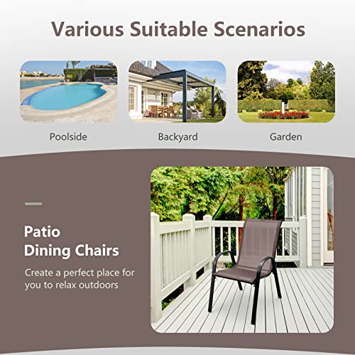 Set of 4 Stackable Patio Dining Chairs with Armrests K514