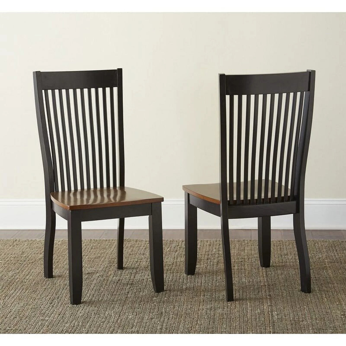 Farmhouse Style Solid Wood Dining Chair Set of 2 Dark Oak J876465