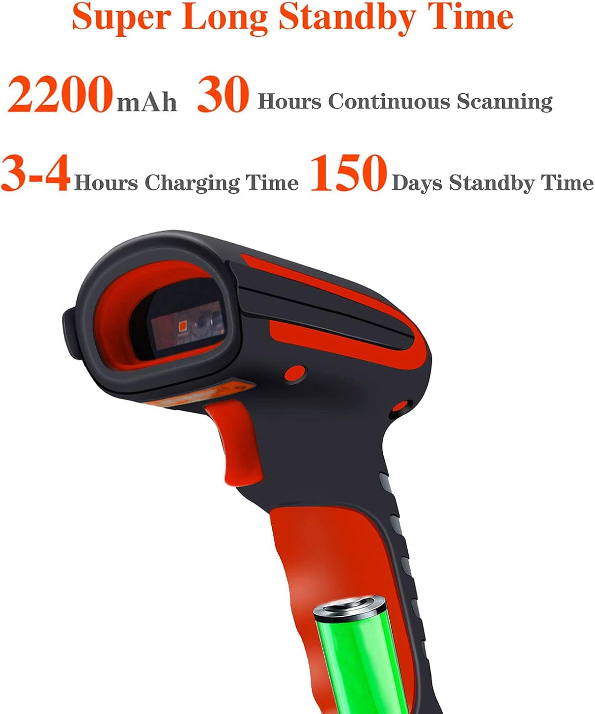 2D 1D QR Industrial Barcode Scanner with Stand, Bluetooth & 2.4GHz Wireless & Wired USB 3in1, Hands Free Barcode Reader, Pack of 2 Y343