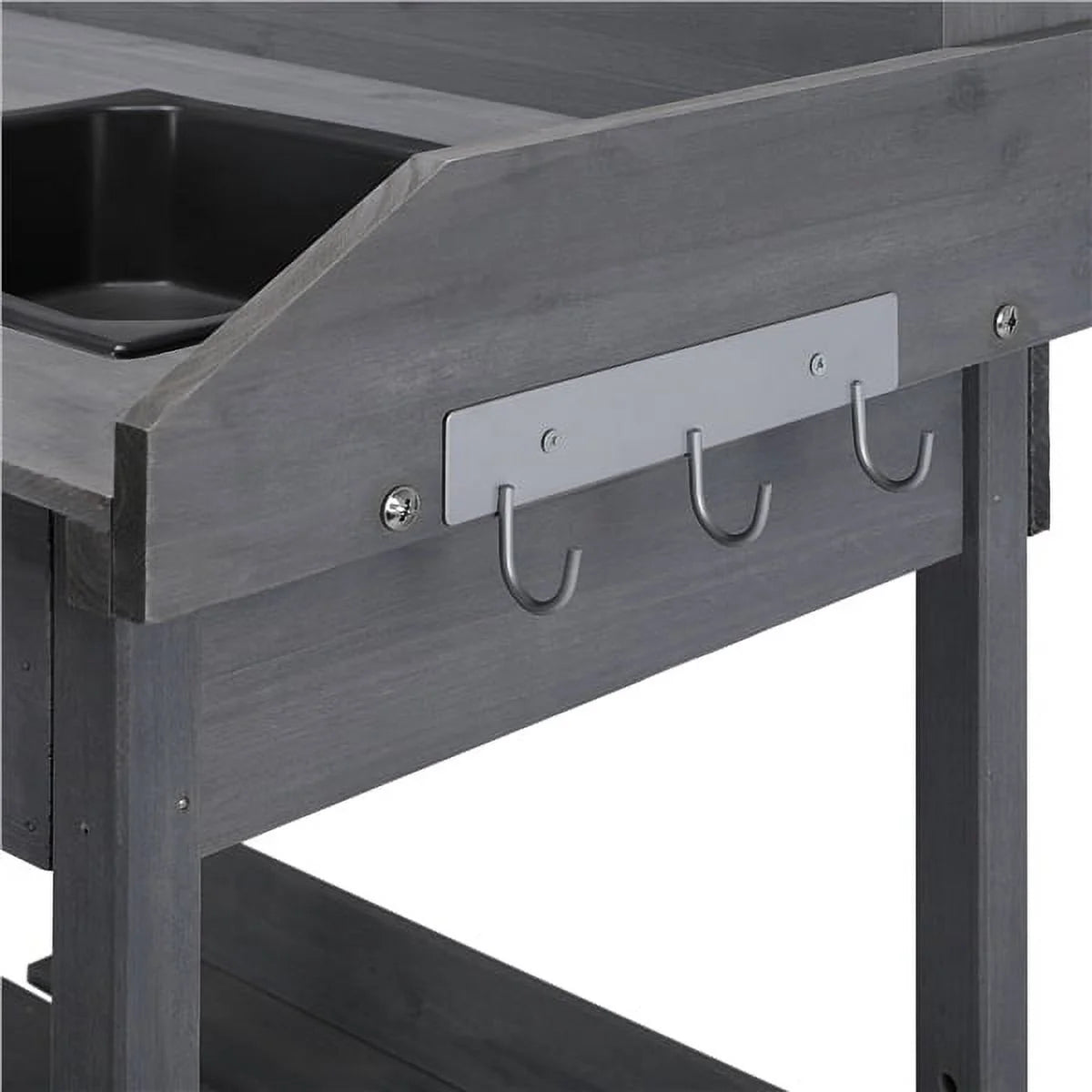 Wooden Potting Bench with Sink Drawer Rack Y748992