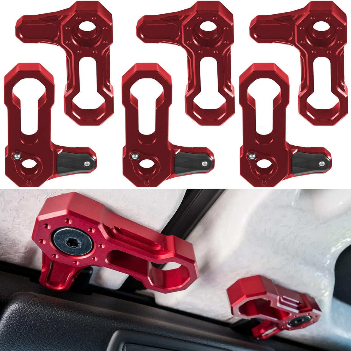 L-Shaped Panel Latch Hardtop Roof Removal Switch Handle for Jeep Wrangler JL 2018-2022 and Gladiator JT Aluminum Accessories (BLACK) S69831