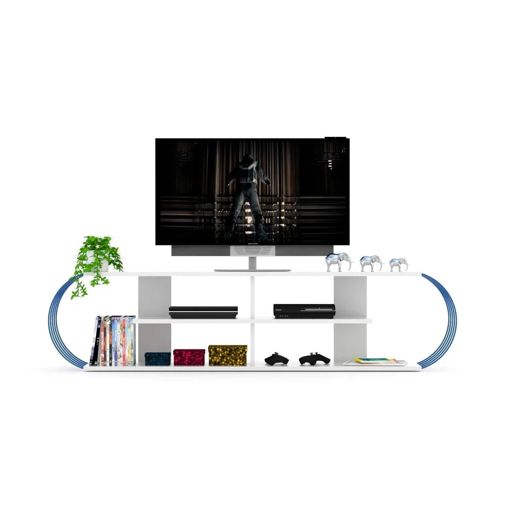 White-Blue Wood Finish TV Unit N473771