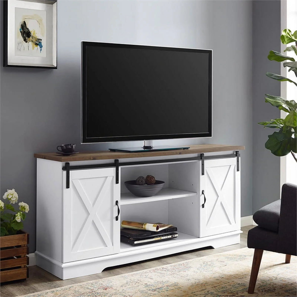 Modern Wood TV Stand up to 58" Solid White Z465