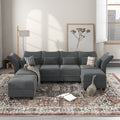 7-Seater Grey Velvet U Shaped Modular Sectional Sofa with Storage Chaise J776819