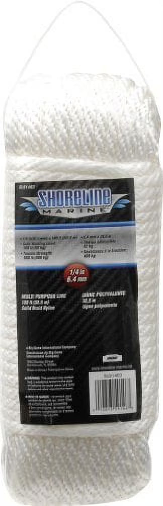 Solid Braid Nylon Multi-Purpose Line, 1/4 in x 100 ft., White B231842