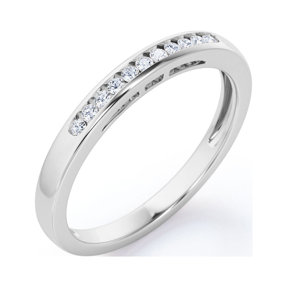18K White Gold Plated Moissanite Wedding Band H1782