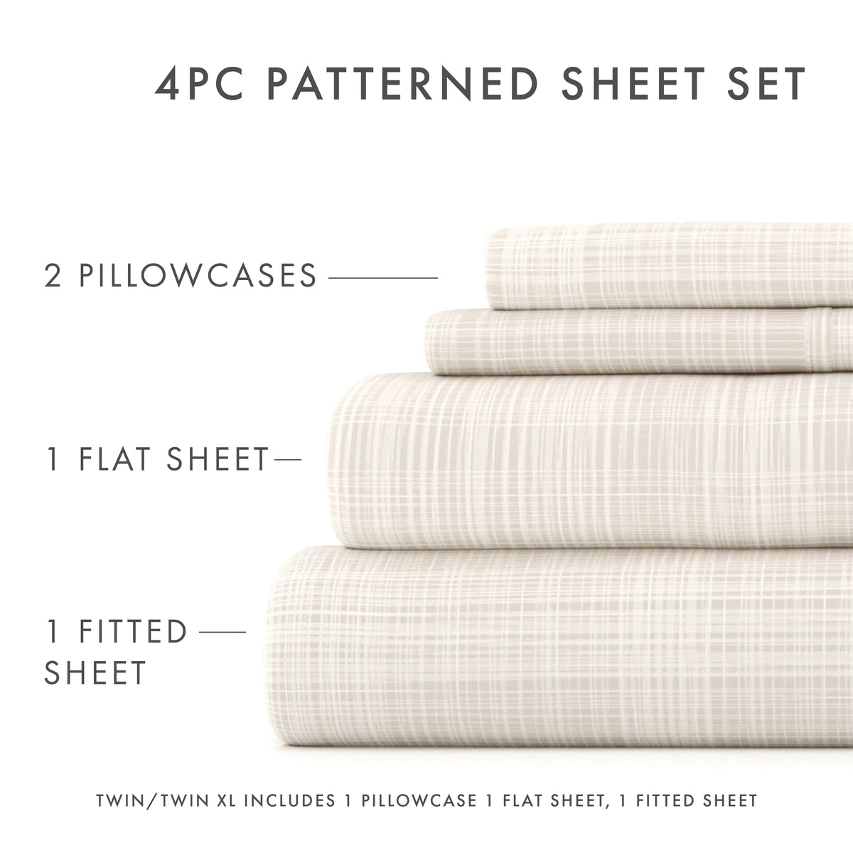 4 Piece Pattern Microfiber Bed Sheets Set California King G541