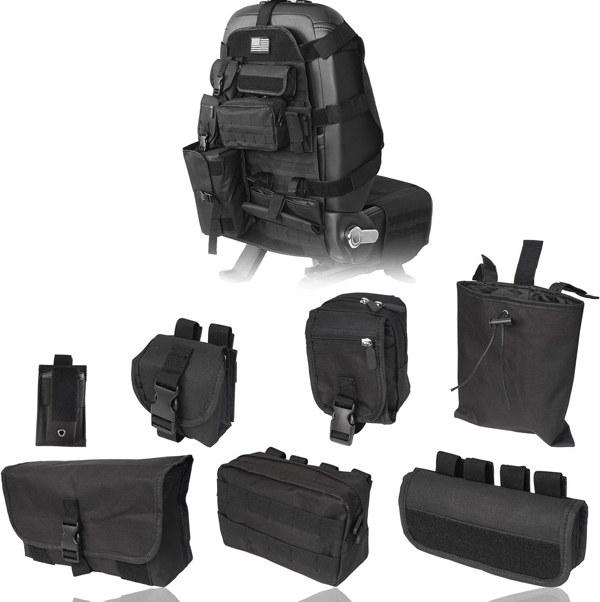Tactical Seat Organizer with Storage Bag Multi Pocket Molle Pouch P713856