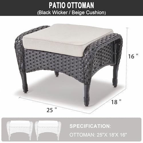 Brown Wicker High Back Patio Club Chair Set of 2 with Removable Cushions R52665