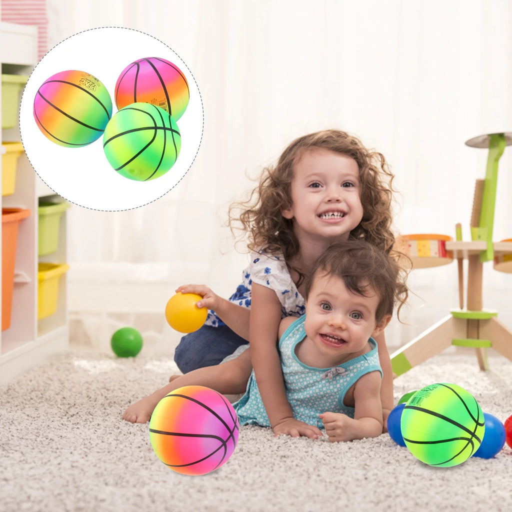 3 Pcs 16 CM Rainbow Balls Elastic PVC Beach Play Ball C405534
