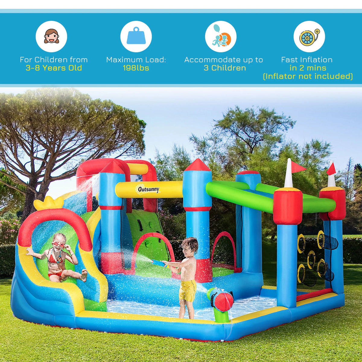 6-in-1 Inflatable Water Slide Bounce House N684