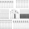 48-Piece Stainless Steel Hammered Silverware Set with Steak Knives S37758