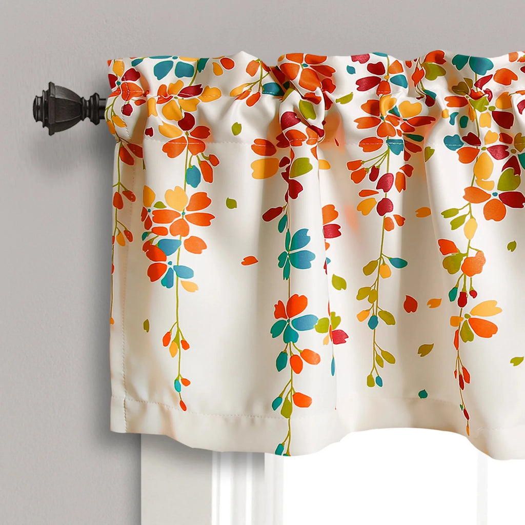 Floral Yellow Polyester Room Darkening Valance A99580
