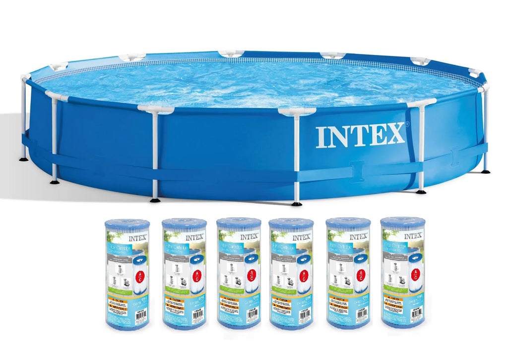 12' x 30 Metal Frame Swimming Pool with Pump & Filters E8699