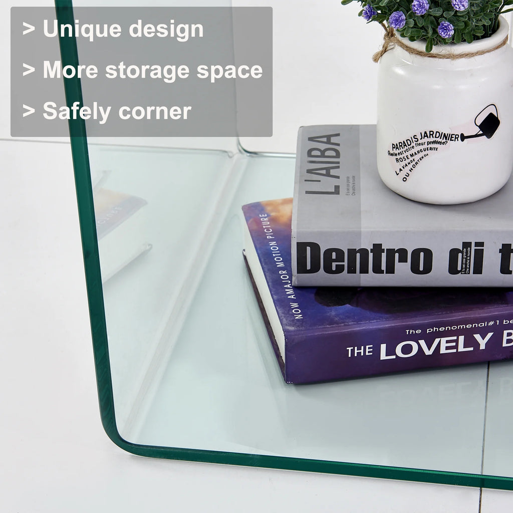 Clear Glass S-Shape End Table U15812