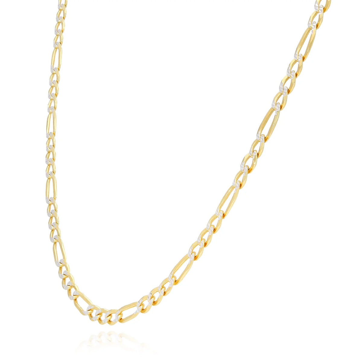 14k Yellow Gold Over 925 Silver Diamond-Cut Figaro Chain Necklace Z7687