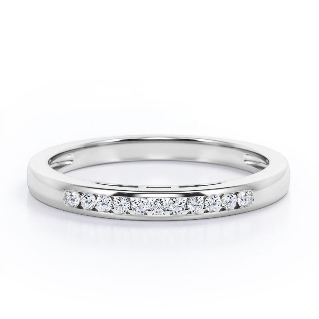 18K White Gold Plated Moissanite Wedding Band H1782