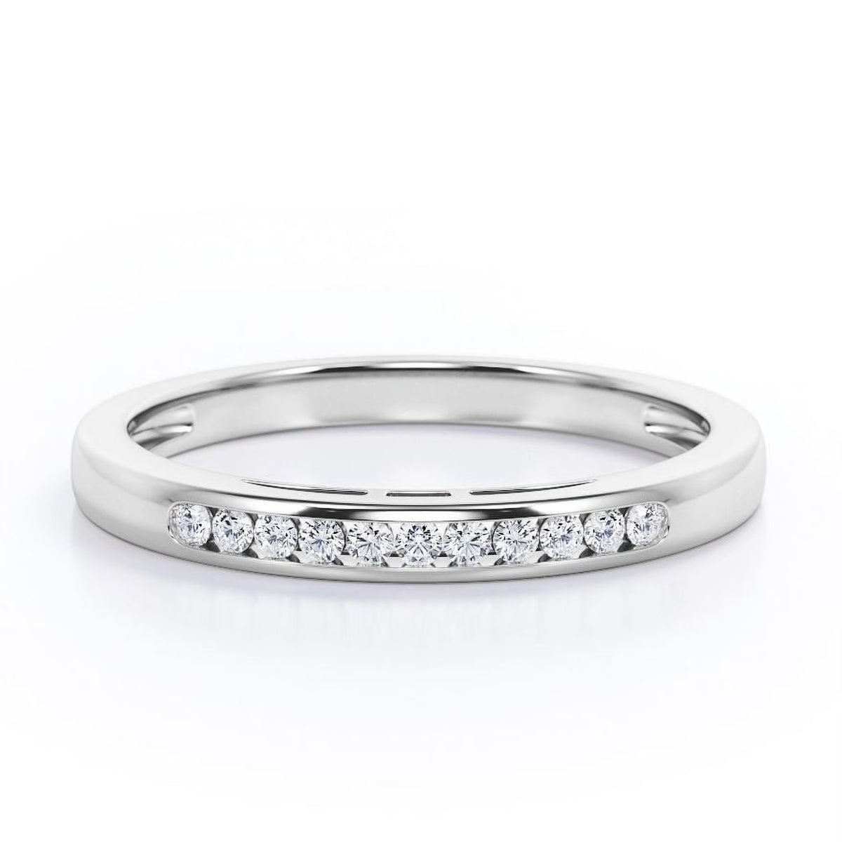 18K White Gold Plated Moissanite Wedding Band H1782