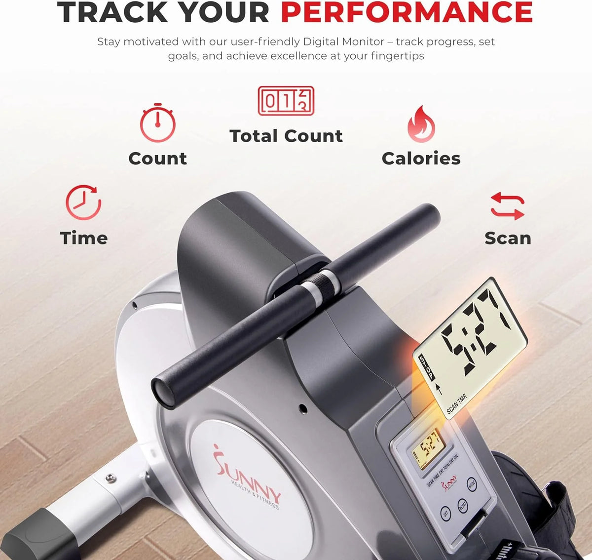 Home Rowing Machine with Magnetic Resistance, 8 Resistance Levels I35452